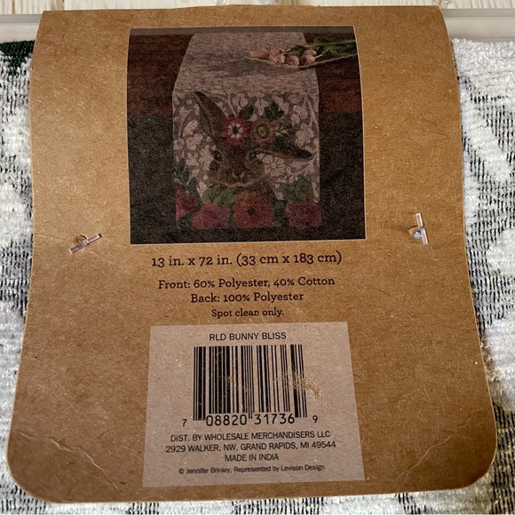 Easter Bunny Bliss Embroidered Quilted Table Runner 13" X 72" Floral New - Picture 5 of 5